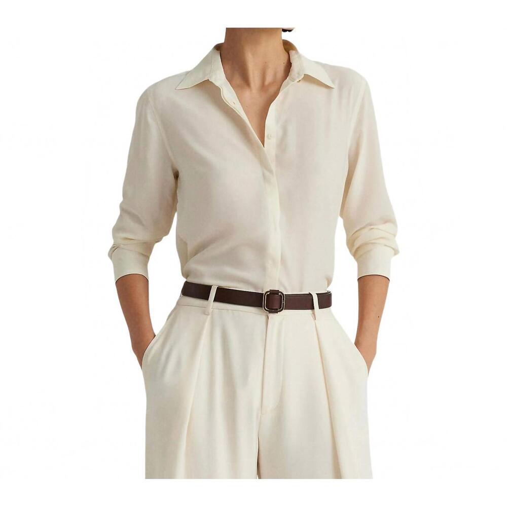NEW RALPH LAUREN mascarpone crepe shirt in cream